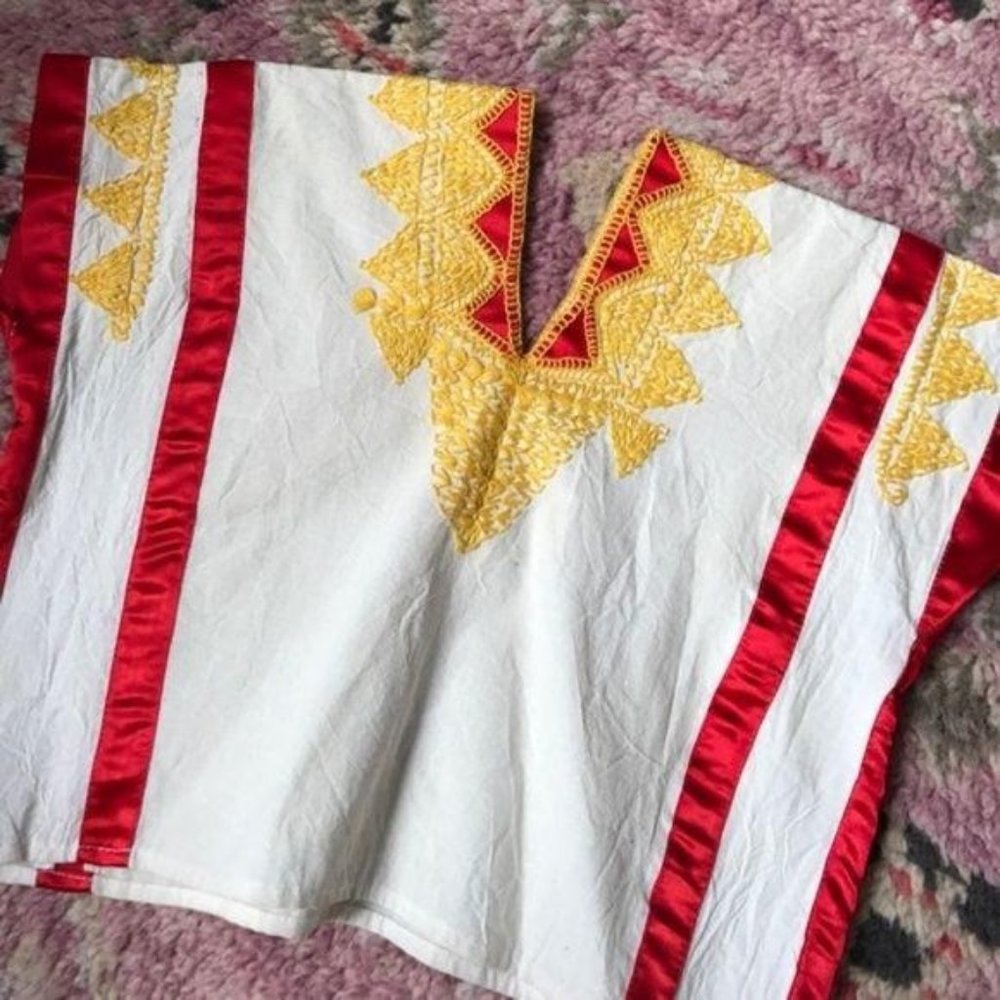Mexican Embroidered Ribbon Finish Cape Tunic India